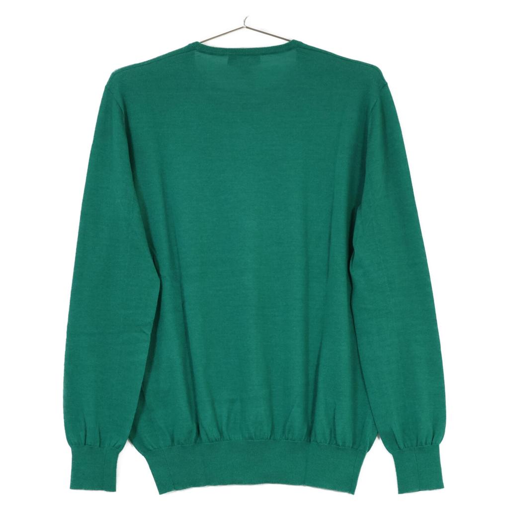 DRAWER Green Crew Neck Cashmere Silk Pullover Knit Tops 2 greenUsed