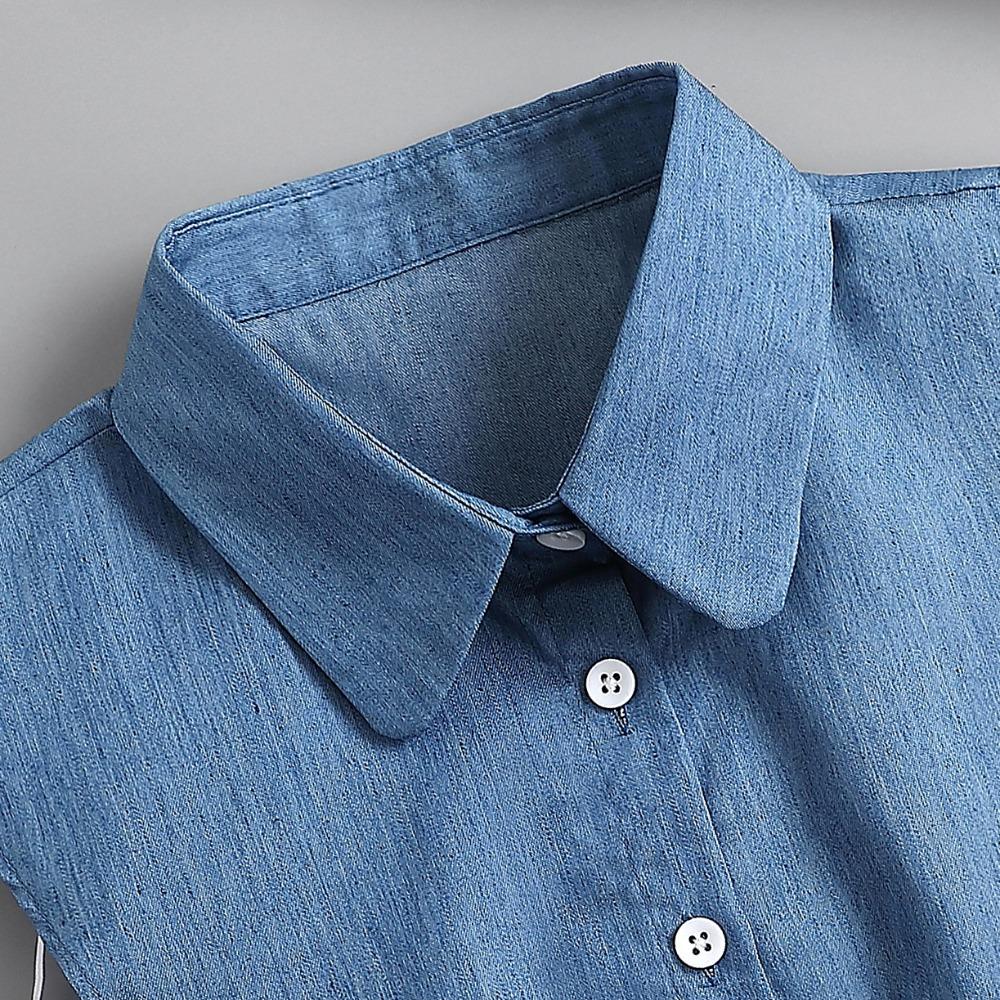 Round Neck Detachable Collar Adjustable Straps Shirt Collar Elegant Denim Fake Collar  Student