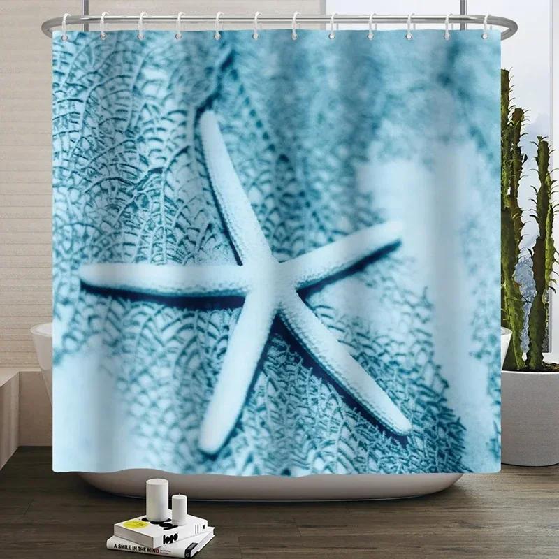 

Summer Seaside Shower Curtains Ocean Beach View Coconut Trees Bath Curtain Polyester Fabric Bathroom Restroom Decor With Hooks W60H190(CM)-1 Pcs