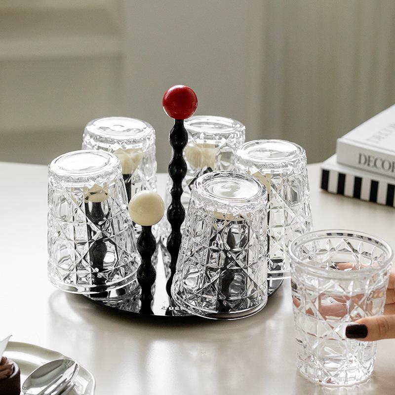 Glass Set Of Light Luxury Home Living Room Hospitality Drinking Cup Set Rotating Draining Cup Holder Premium Sense Of Water Set
