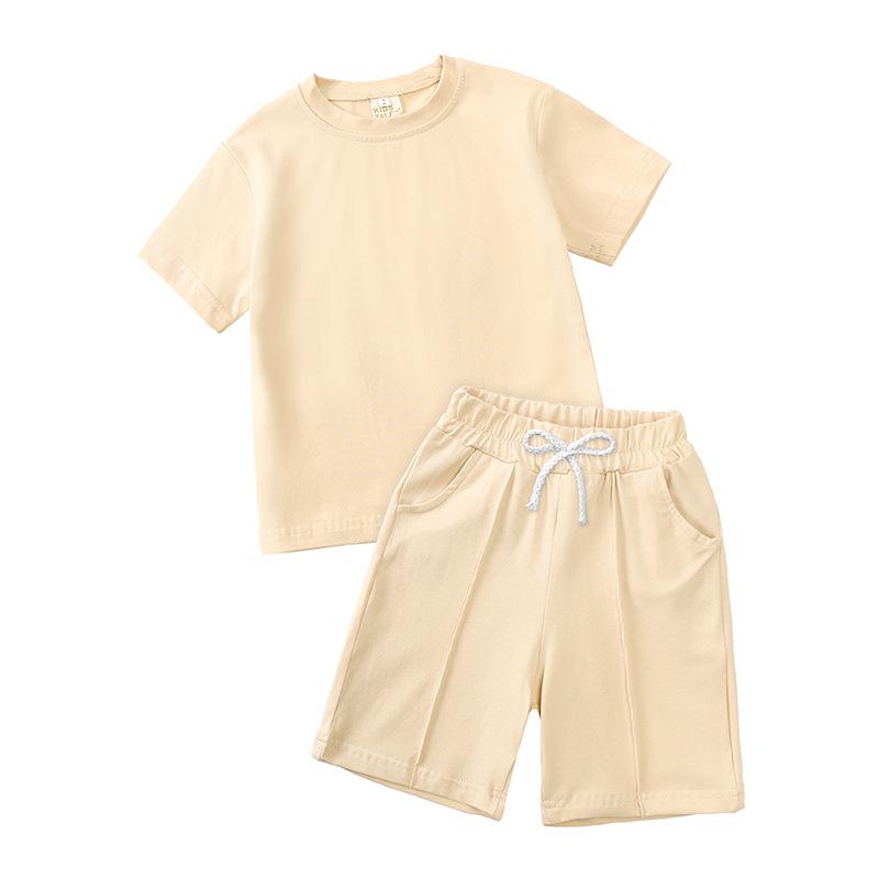 2026 Summer Boys' Casual T-shirt and Shorts Set - Loose Fit, Short-Sleeve for Toddlers and Kids (2-Piece Set)
