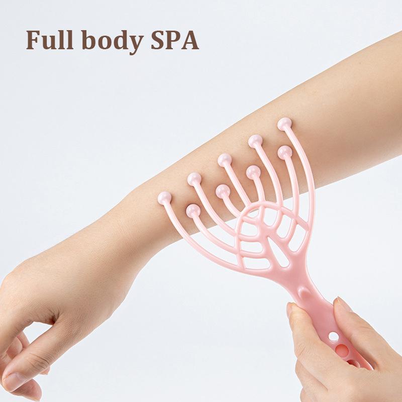 9 Claws Head Massger Streamlined Ball Body Relaxation Scalp Massage Roller For Hair Growth Hand Held Hair Stress Relief Aid