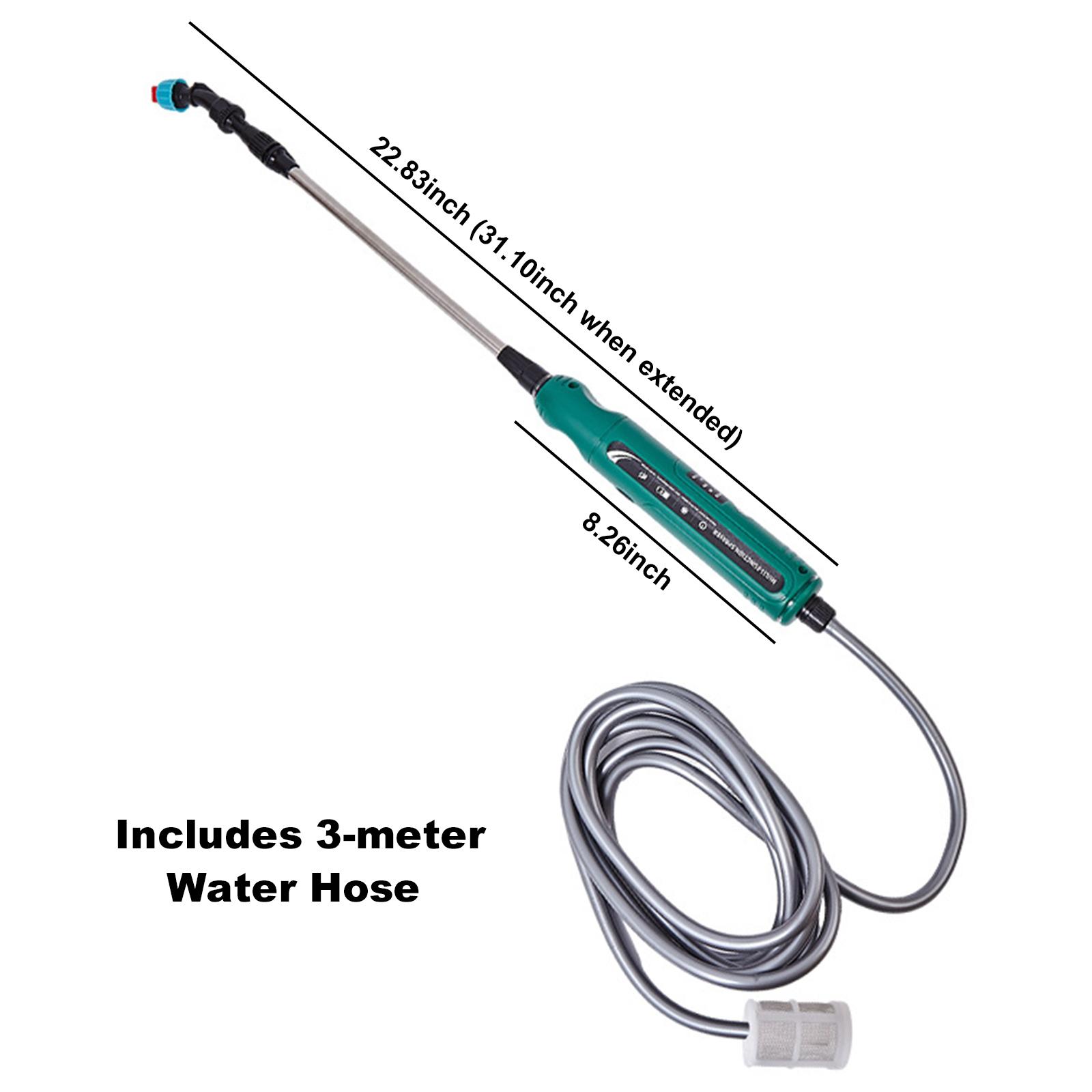 

31 Inch Battery Powered Sprayer Wand Rechargeable Electric Sprayer Telescopic Wand with Hose 3 Mist Nozzles for Lawn and Garden