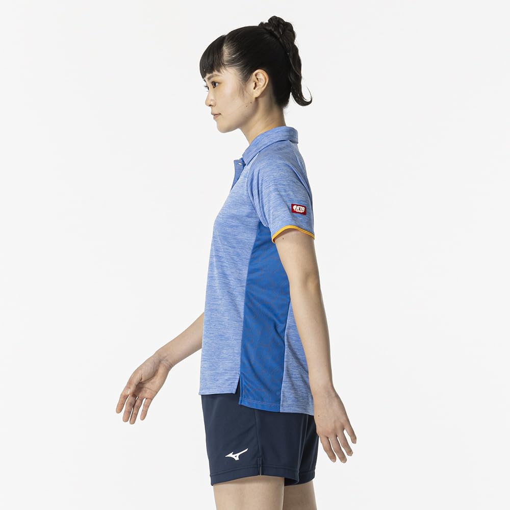 Mizuno Table Tennis Game Short JTTA Sonic Size 82JAB210 Shirt, Sleeve, Certified, Moisture-Wicking, Quick-Drying, Women's, Blue, 2XL,