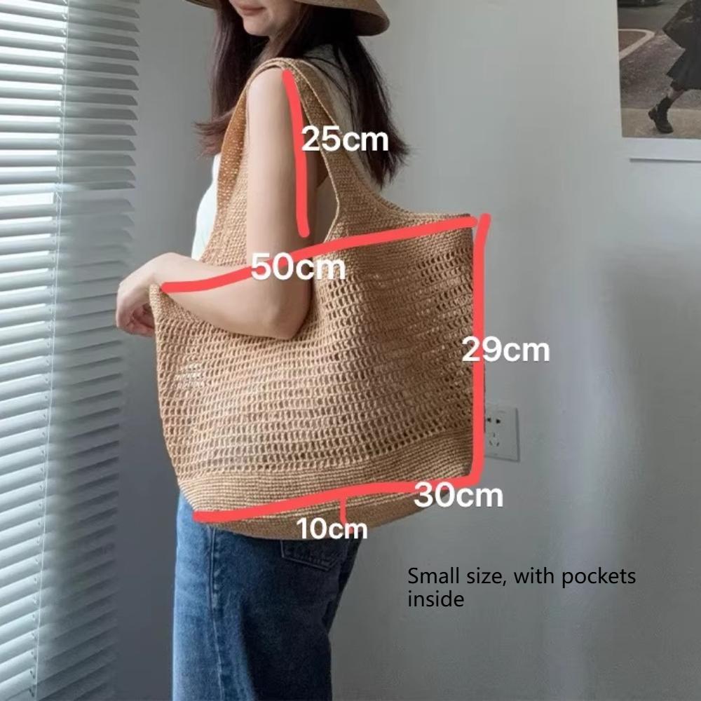 

Hand-woven Soft Large Raffia Shoulder Bag Boho Straw Handle Tote Retro Summer Beach Bag