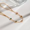 Colored Zircon Finger Chain Link Bracelet Minimalist Light Luxury Titanium Steel Jewelry