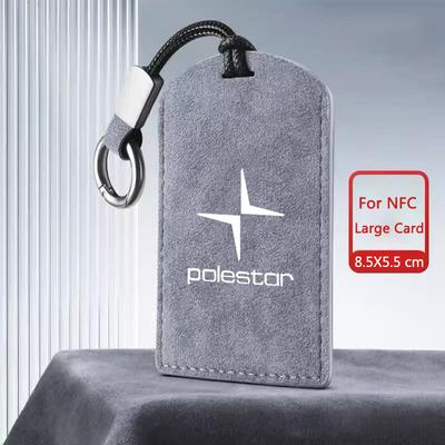 Suede Car Smart NFC Card Key Case Full Cover Shell Holder Protector For Polestar 3 Polestar 4 2023 2024 Keychain Accessory