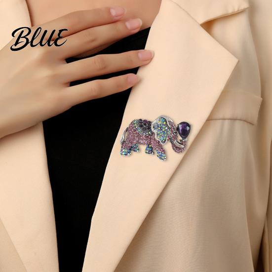 Rust-proof Brooch Rhinestone Elephant Pin for Women Sparkly Animal Lapel