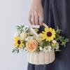 2025 New 20cm Waterproof Woven Flower Basket Storage Basket With Handle Handmade Multi-functional Perfect Gifts Rattan Home Wedd