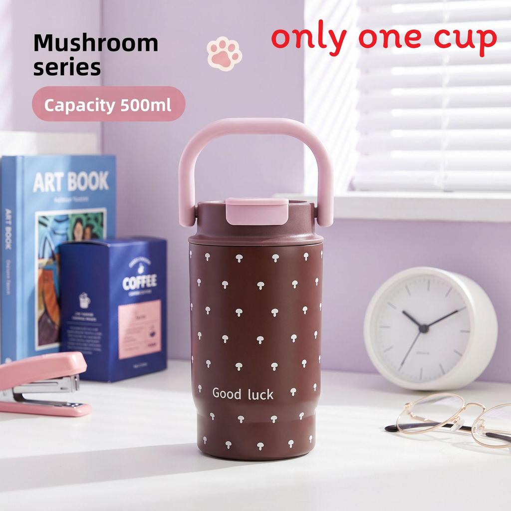 Leopard Print Insulated Water Bottle With Large Capacity And Straw For Girls And Women