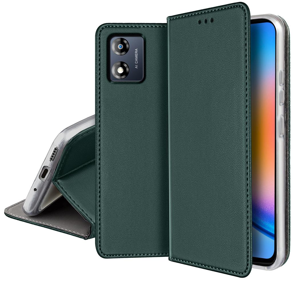 CASE for MOTOROLA MOTO E13 MAGNETIC BOOK CASE SMART GREEN + GLASS