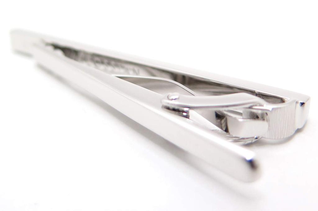 TATEOSSIAN Grid Long Tie Bar Tie Tie (Rhodium) (Tie Pin, Clip, Clip)