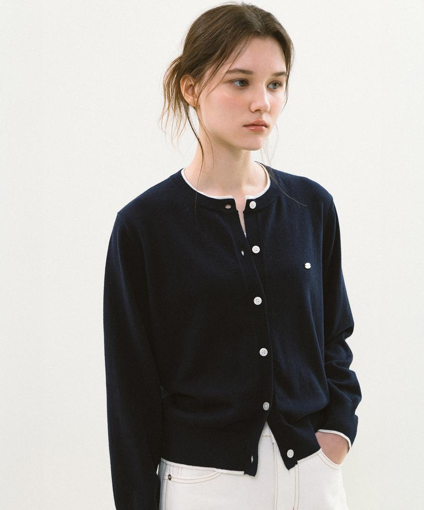 YUPPE Layered Cashmere Cardigan_Navy