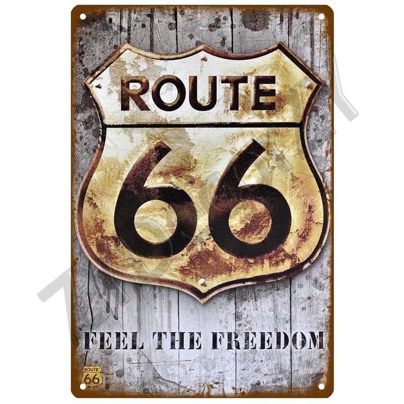 Route 66 Metal Sign House Plaque Metal Poster Tin Sign Plate Wall Posters Vintage Retro Aesthetic Room Decor Wall Art Decoration