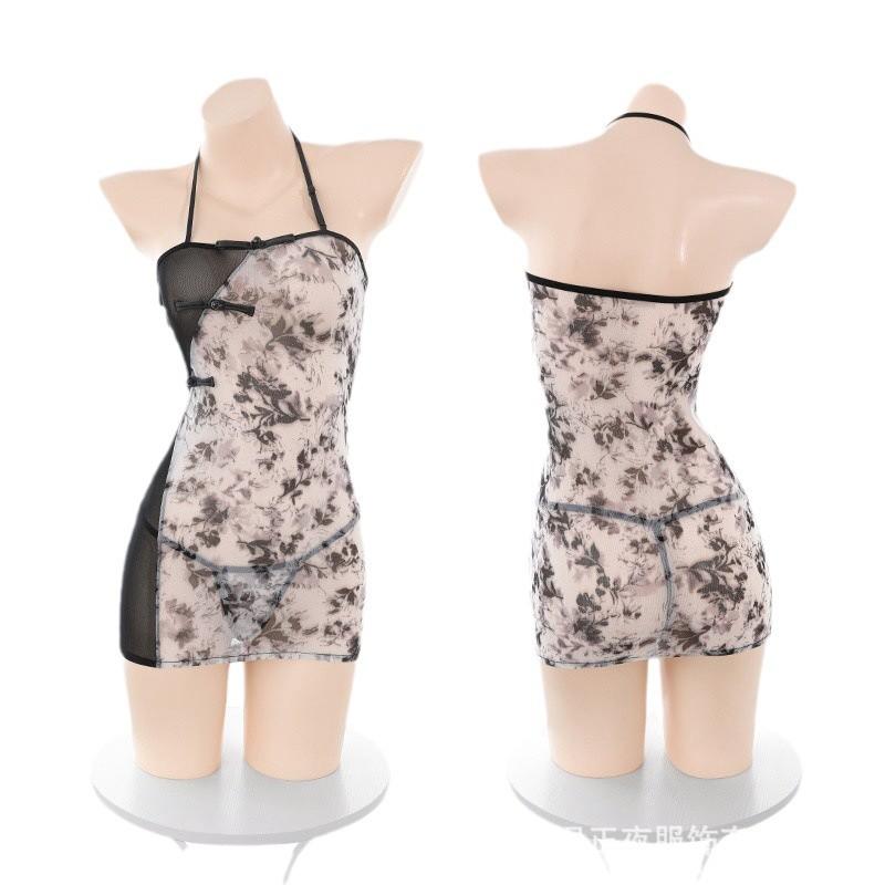 Sexy erotic underwear pure desire wind small chest antique cheongsam uniform free pajamas qqny clothes women