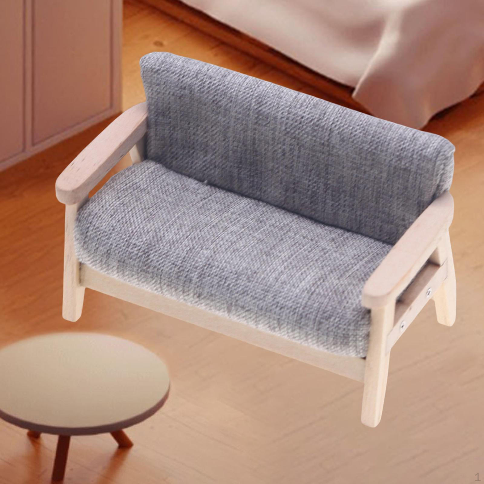 

1/12 Dollhouse Miniature Sofa, Furniture, Armchair, Couch, Model for Living сірий колір