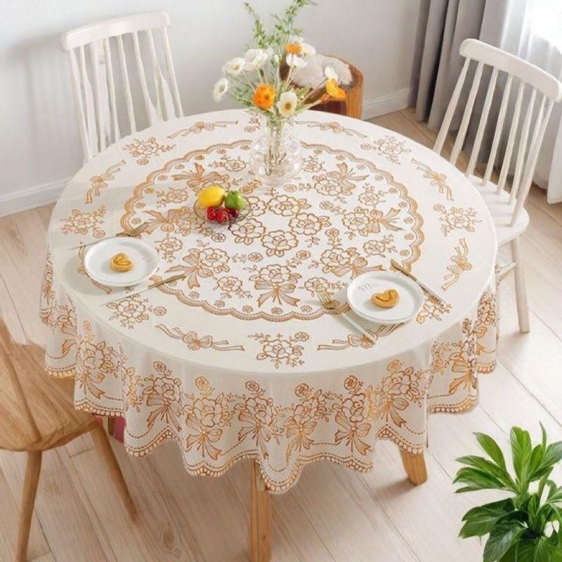 Large Wash-Free Round Tablecloth for Dining and Hotel Use - New Year Boutique Edition