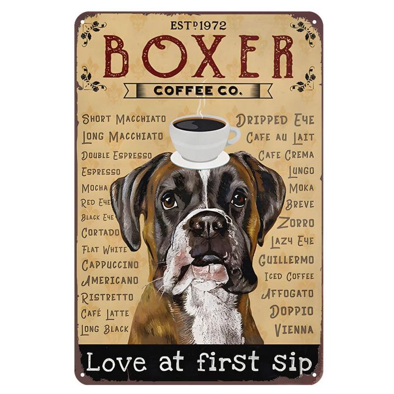 Dogs Metal Tin Signs Labrador Pitbull Wall Art Posters Plaque Vintage Iron Painting Decoration for Home Cafe Game Room Club Bar