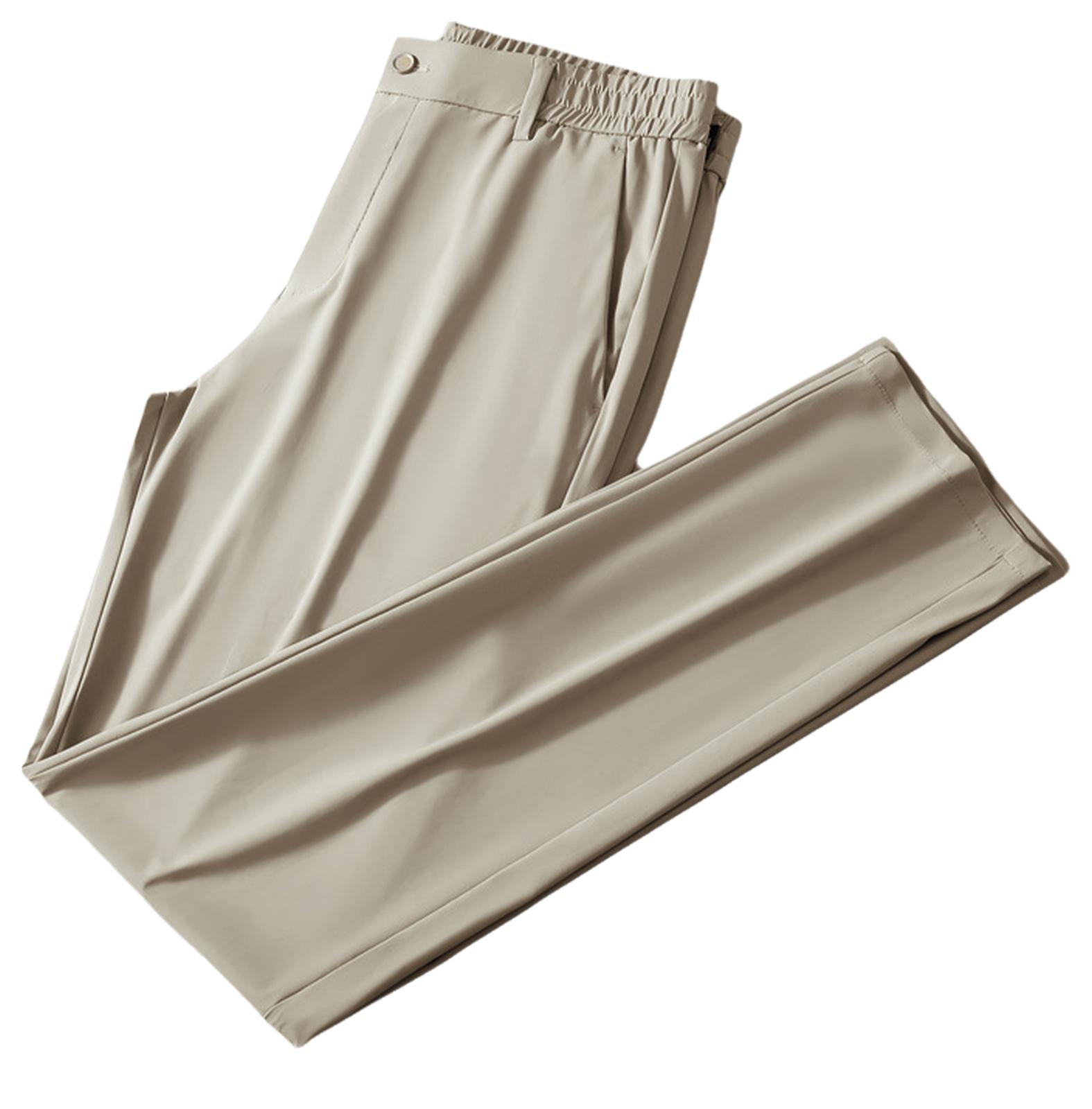 

Men Quick-Drying Golf Pants Lightweight Stretchy - Casual Elastic Waistband Trousers with Pockets 29 хакі