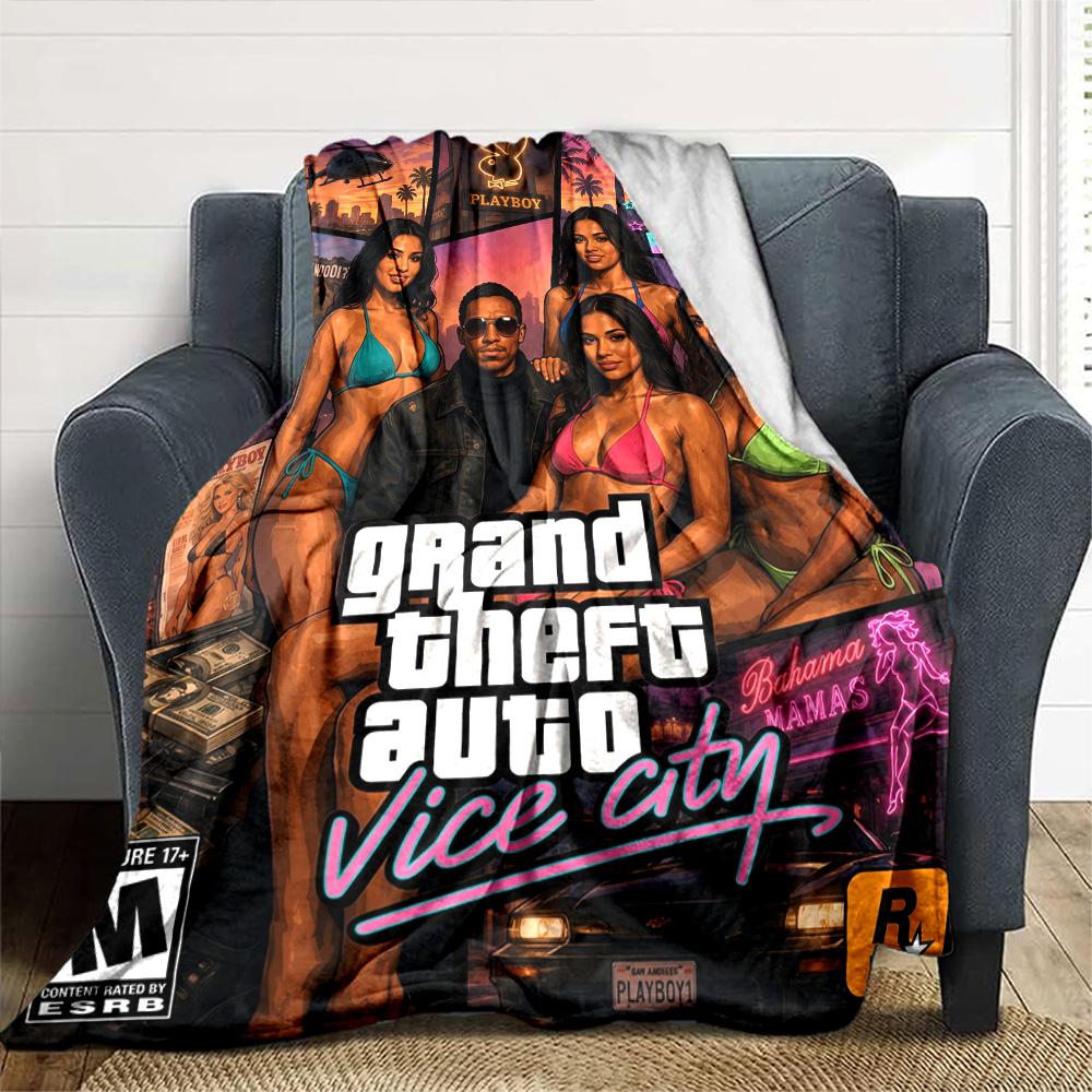Grand Theft Auto Personalized Name Blanket Cozy Personalized Blanket Comfortable Great for Office Nap Office Chair Couch Four Seasons Multipurpose