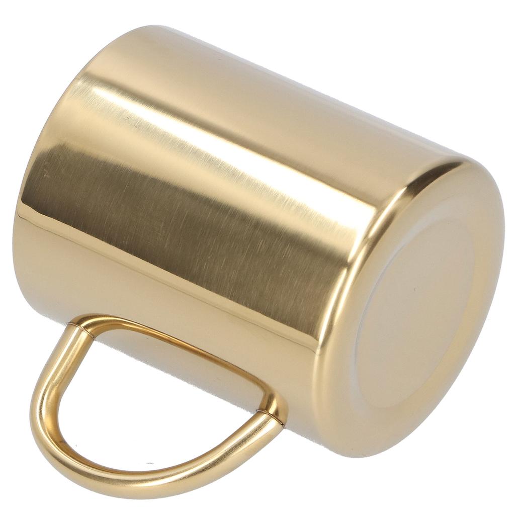 Kruskopp 304 Rustfritt stål Dobbeltlag Anti-skåld Kaffe Te Vannkopp med Håndtak 400ml(Gull )