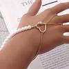 Europe and the United States popular ins style punk love imitation pearl bracelet exaggerated personality metal finger chain jewelry