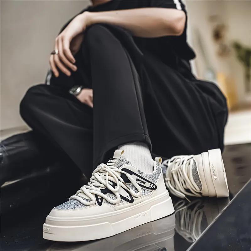 Shoes Men Sports and Leisure Male Sneakers Loafers Men's Sneakers Skateboard Apring and Autumn New Thick Bottom Casual Shoes
