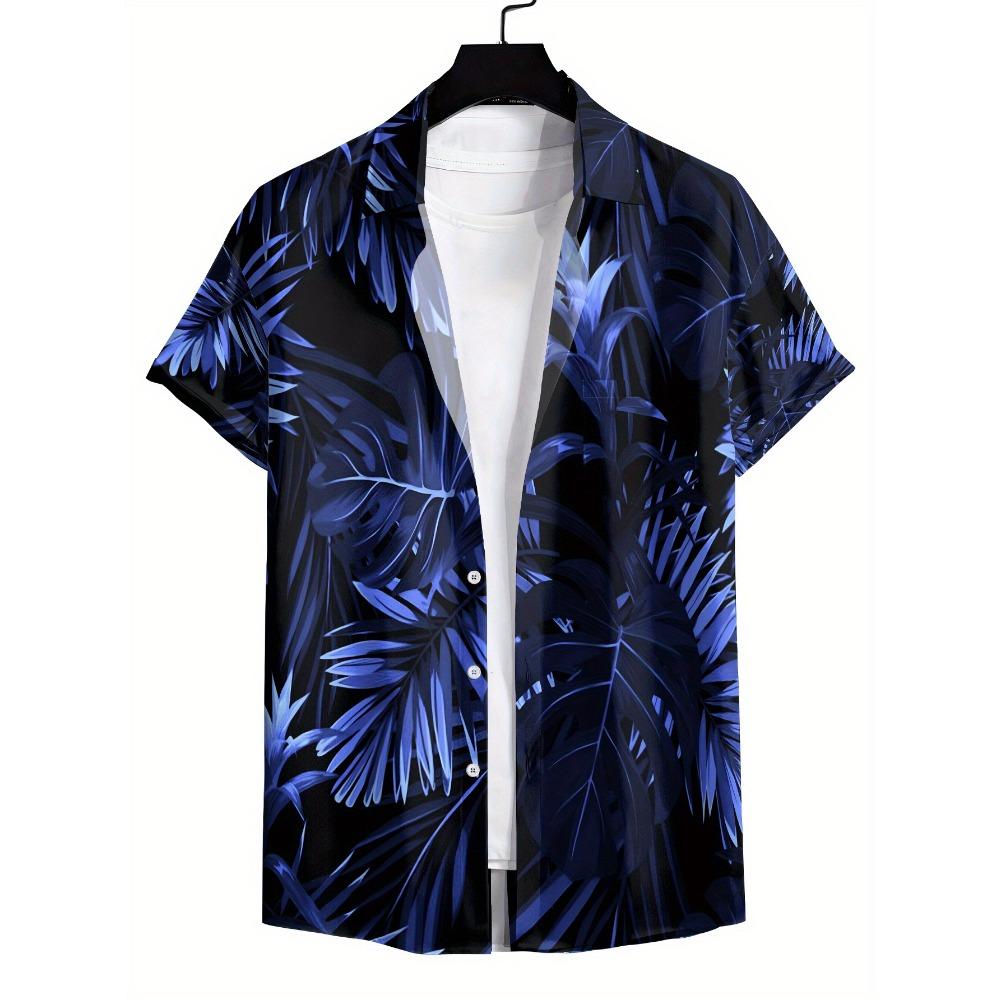 Hawaiian Men's Summer Beach Loose Casual Button Up Short Sleeved Shirt for Tropical Vacation with Pockets Beach Shirt