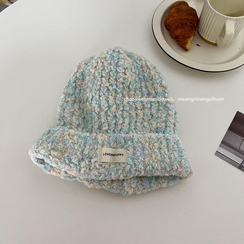 Ice cream color~ solid color soft glutinous women's comfortable autumn and winter warm ear protection wool knitted hat