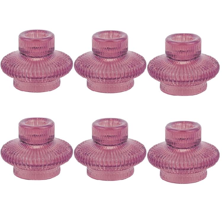 Set of 6 Striped Glass Holders for Candle Flowers, Enhancing Homes Aesthetic Add Touch of Luxury Homes