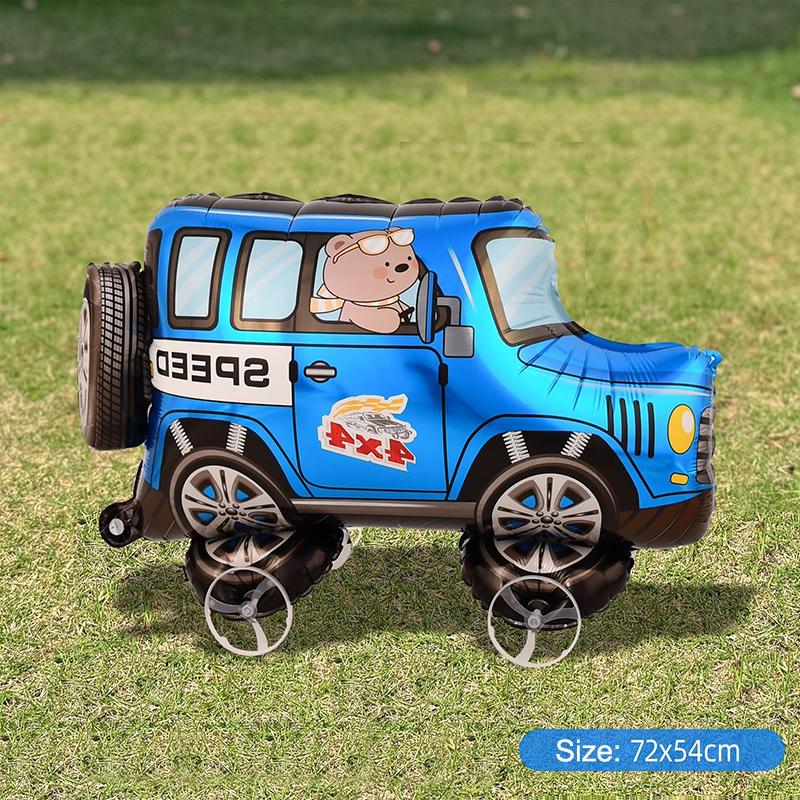 4D Cartoon Foil Balloons Elephant Stand Walking Balloon With Wheel For Kids Birthday Party Decoration Baby Shower