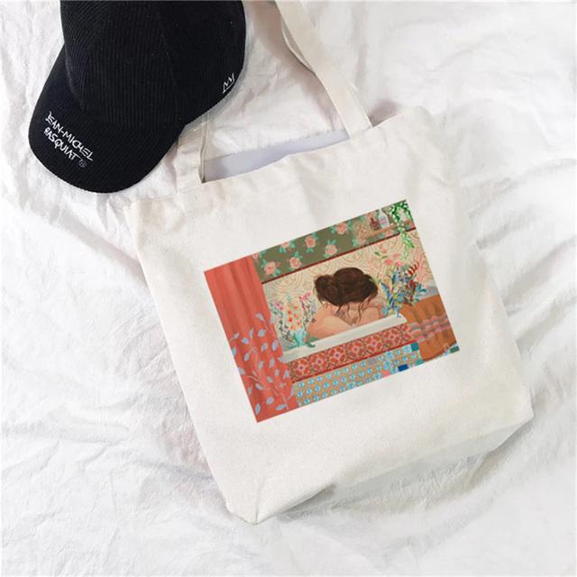 Harajuku Kawaii Women's Tote Bags Foldable Shopping Bags Ladies Shopping Designer Tote Bags Shopping Bags Cute Printed Shopping