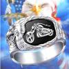 New Classic Fashion Freeride Ring Men's Motorcycle Ring Black Engraved Eagle Beak