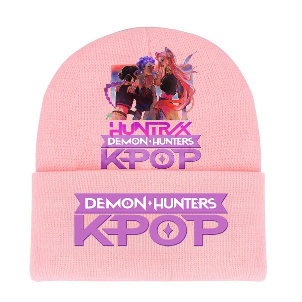 Kpop Demon Hunters HUNTRIX SAJABOYS Letter Printed Rolled-edge Woolen Knitted Cap Thickened Cold Season Adult Hat Fans Birth Date Present