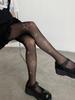 Damen Strumpfhose mit Strassstern Transparent Schwarz Dünn Hohe Elastizität Gothic Party Glitzernde Strumpfwaren