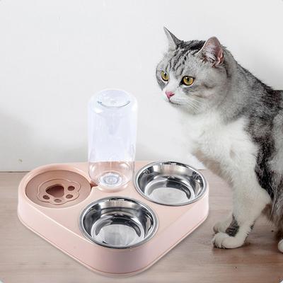 3 In 1 Automatic Pet Feeder Food Water Dish Cats Container Bowl for Kitten