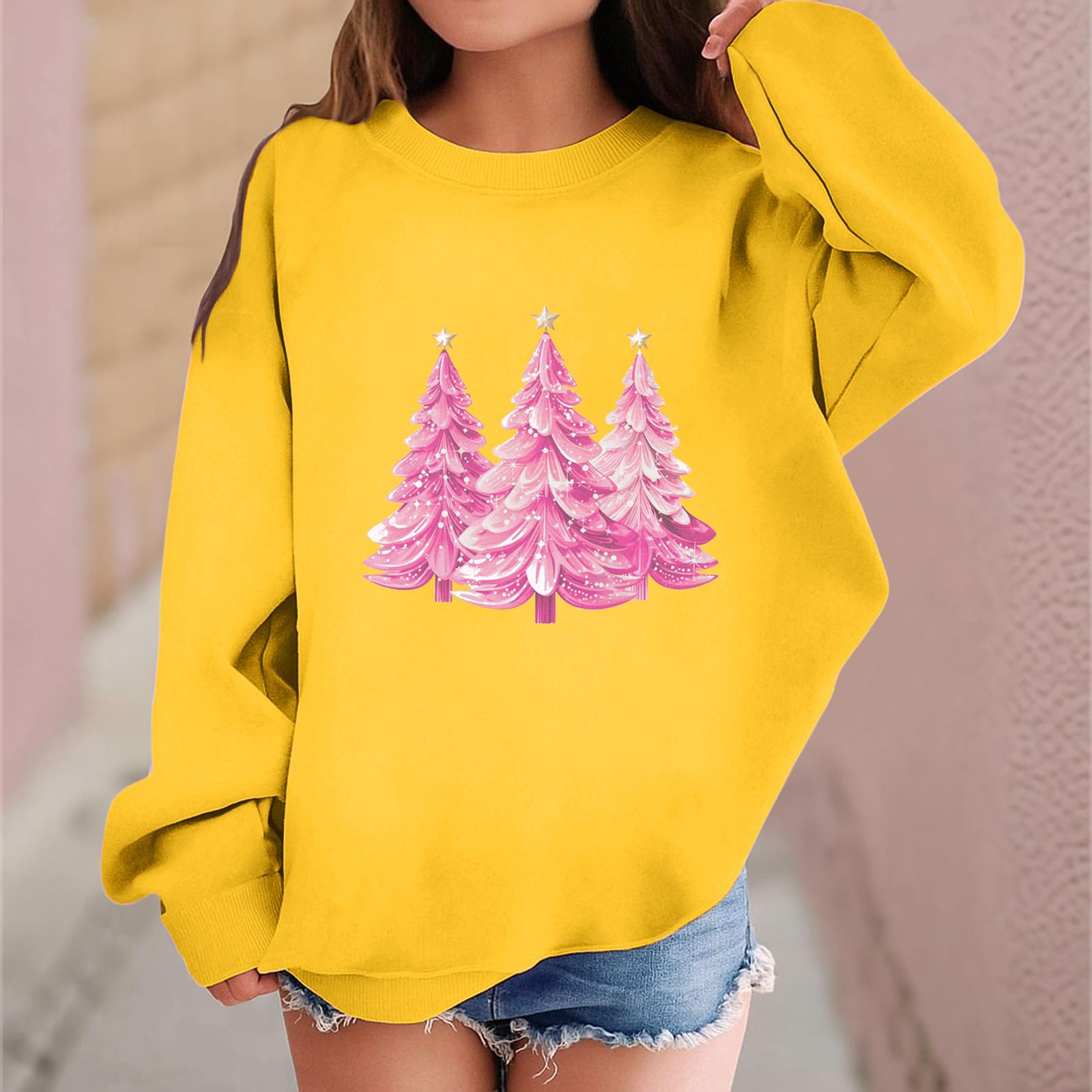 

Детский модный повседневный пуловер с длинными рукавами и свободного кроя с рождественским принтом 160 жёлтый