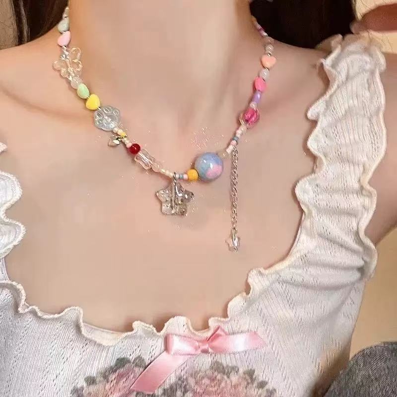 KY sweet cool imitation freshwater pearl zircon necklace female hip hop sweet cool babes senior design sense niche collarbone
