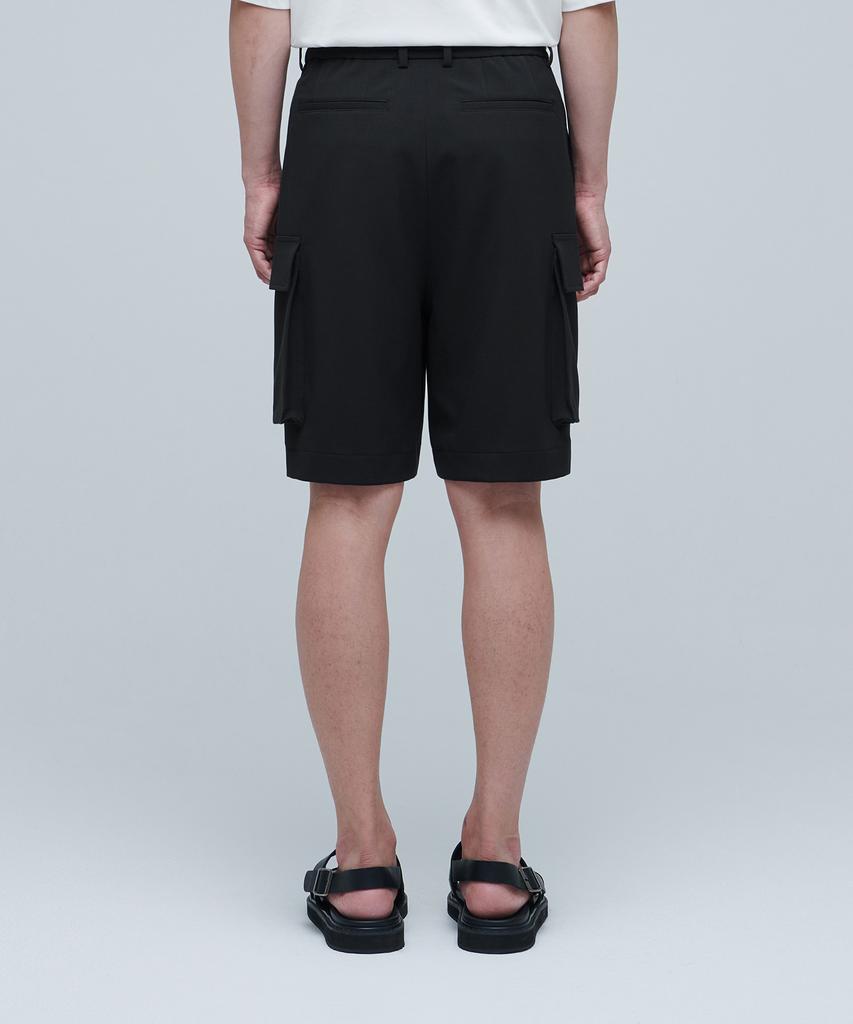MUSINSA STANDARD Wide Banding Cargo Half Slacks [Black]