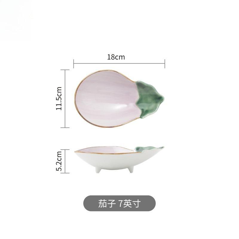 Мультяшная Милая Креативная Овощная Стиль Керамическая Тарелка для Закусок Бытовая Овощная Миска Десертная Миска Миска для Фруктового Салата Тарелка баклажановый
