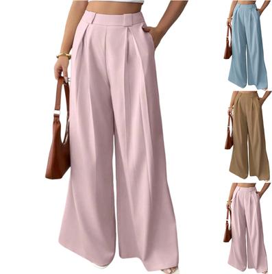 Women's Loose Fit Wide Leg Trousers High Waist Casual Office Pants Pleated Front Relaxed Fit Workwear Bottoms for Everyday Wear