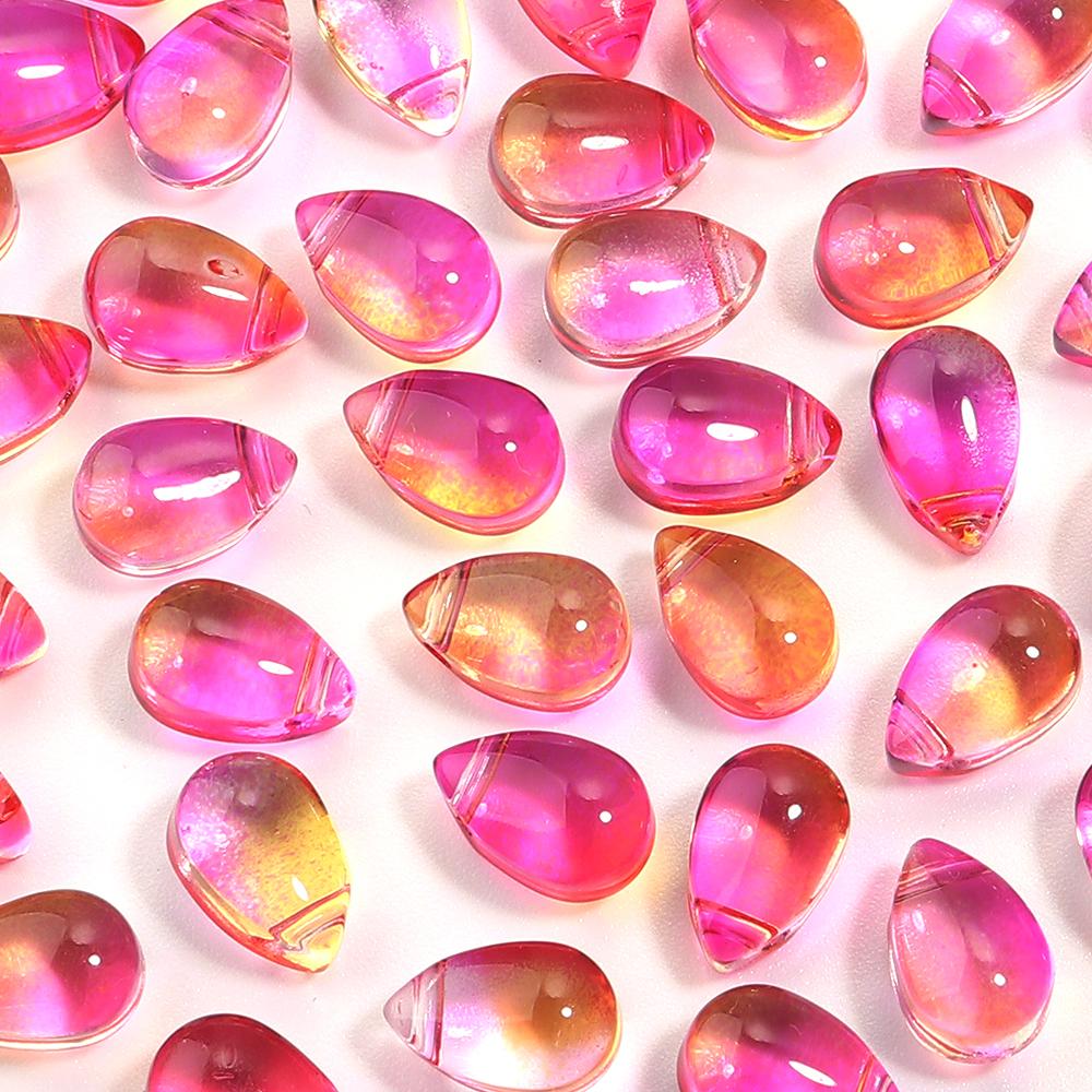 50pcs/lot 9x6mm Droplet Shaped Lampwork Beads Colorful Loose Spacer Glass Seed Beads For DIY Charm Necklace Earrings Accessories