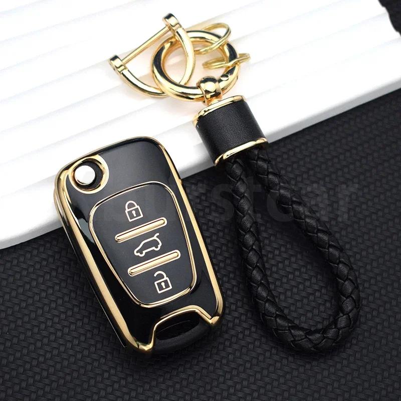 For Hyundai I20 I30 Ix20 Ix35 Elantra Accent Soft Tpu Car Flip Key Case Cover Car Key Protection Shell Auto Interior Accessories