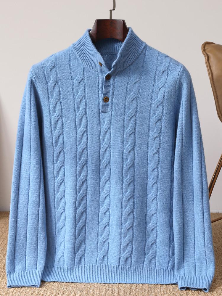 Men's Wool Half-Zip Sweater: Autumn/Winter Business Casual Knit with Long Sleeves