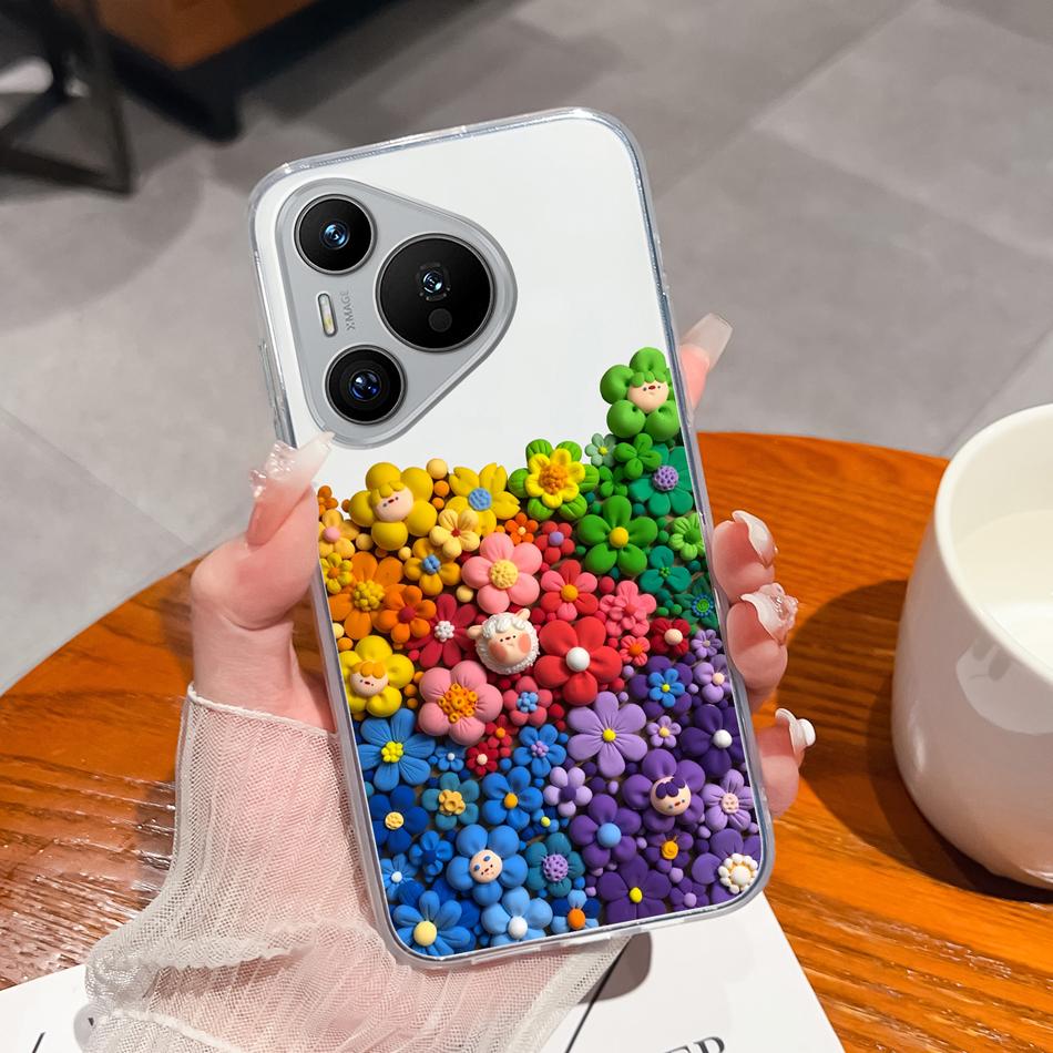 For Huawei Pura 70 Pro Plus Ultra Case Lucky Flower Transparent Phone Funda For Huawei Pura 70Pro+ Soft Slim TPU Silicone Cover