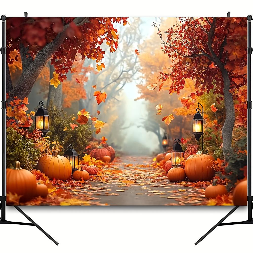 1pc Autumn Maple Forest and Pumpkin Harvest Flags, Thanksgiving Party Background, Holiday Autumn Photography Decoration