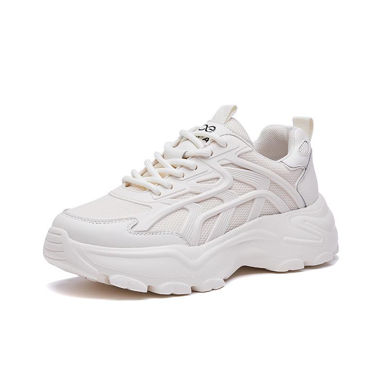 Four Seasons New Women's Outdoor Sports Fashion Thick-soled Mesh Breathable Lace-up Dad Shoes Casual Women's One 2025