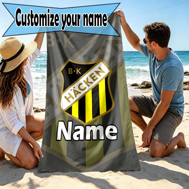 Custom Name Personalized BK Hacken Print Beach Towel, for Trip Camping Beach Party Home Decor, Birthday Gift for Family & Friends