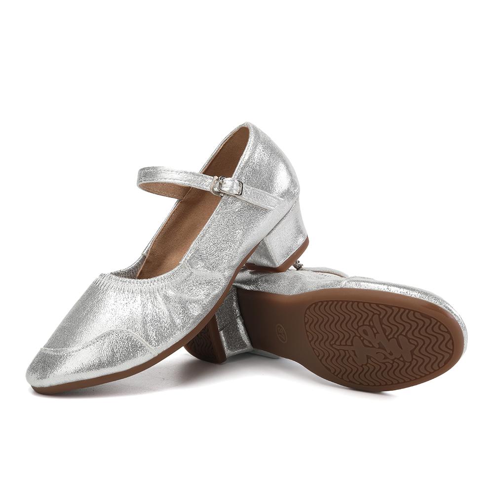

Женская танцевальная обувь из искусственной кожи для латиноамериканского танго, ча-ча, джаза, современная дышащая танцевальная обувь на низком каблуке, высота каблука 4 см 41 серебряный