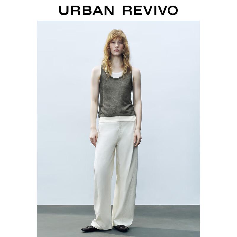 UR 2025 Summer Women's Faux Two-Piece Sleeveless Knit Top